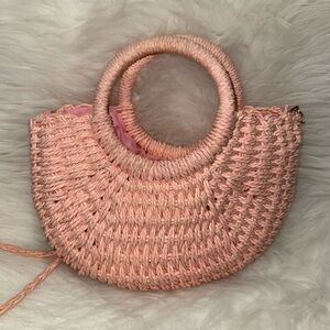 Pink Woven Handbag